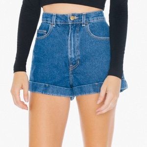 American Apparel Denim High-Waist Cuff Shorts